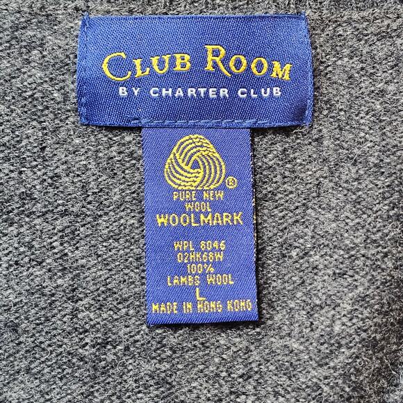 Club Room by Charter Club Men's 100% Wool V-Neck Sweater Heather Gray Size L - Picture 4 of 8